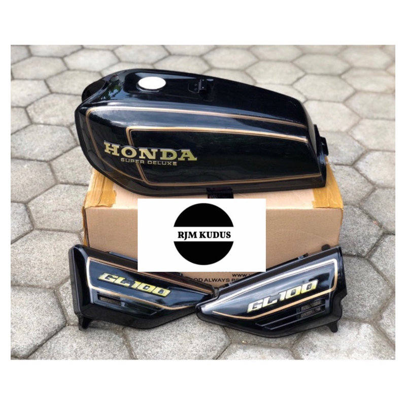 paket Tangki GL100 GL 100 stiker gl100 emblem Box tepong GL100 Hitam mirip original