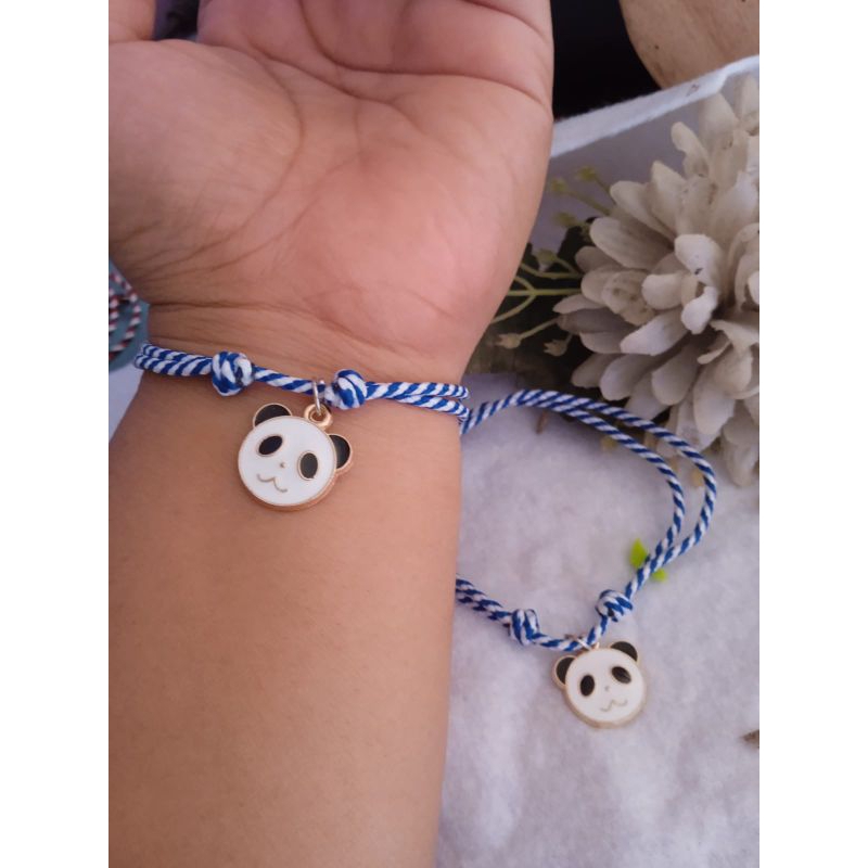 SEPASANG GELANG TALI PRUSIK LIONTIN PANDA lucu