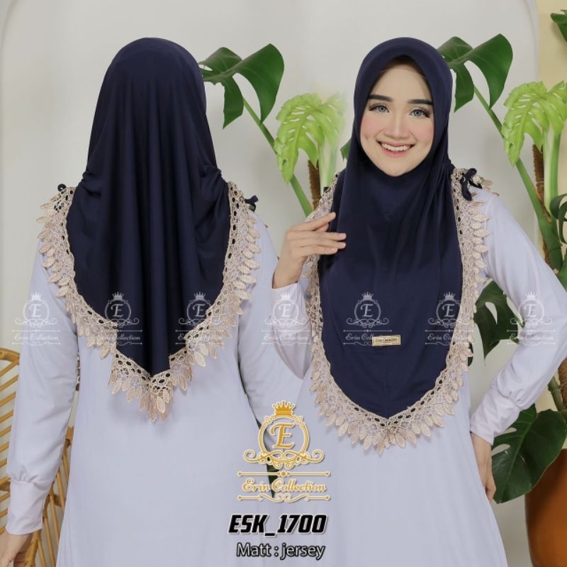 HIJAB INSTAN JERSEY PREMIUM BERGO RENDA SERUT SAMPING TERBARU by ERIN