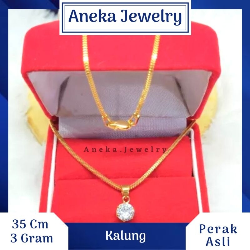 Kalung Milano Anak + Liontin Desi, Sepuh Emas Kuning, Perak 925