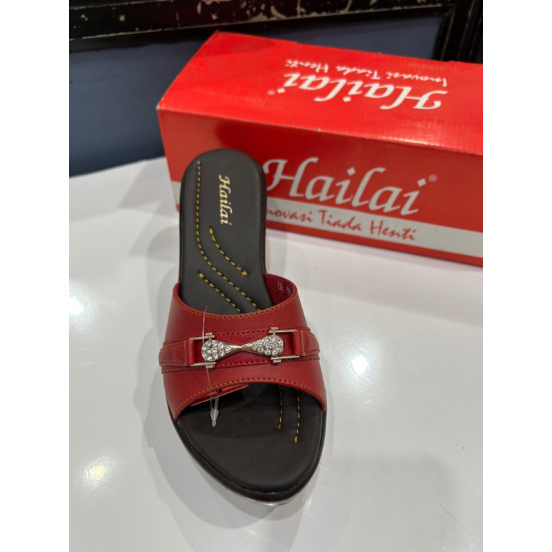 Sandal Wanita Hailai Merah Wedges Heels 7 cm [ORI 100%]
