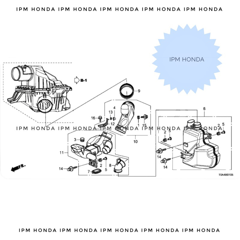 17230 R5A / R6A Chamber Assy Resonator Tabung Filter Saringan Hawa Udara Honda CRV GEN 4 RM1 2000cc 2.0 / RM3 2400cc 2.4 L 2013 2014 2015 2016 2017