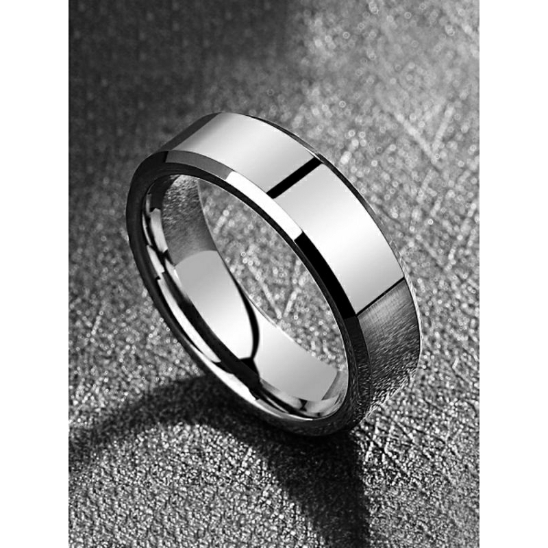 Cincin Couple Sisi Segi Hitam Titanium Stainless Steel Anti Karat Selamanya Fashion Ring Gaya Eropa Amerika Collosal Vintage Ring