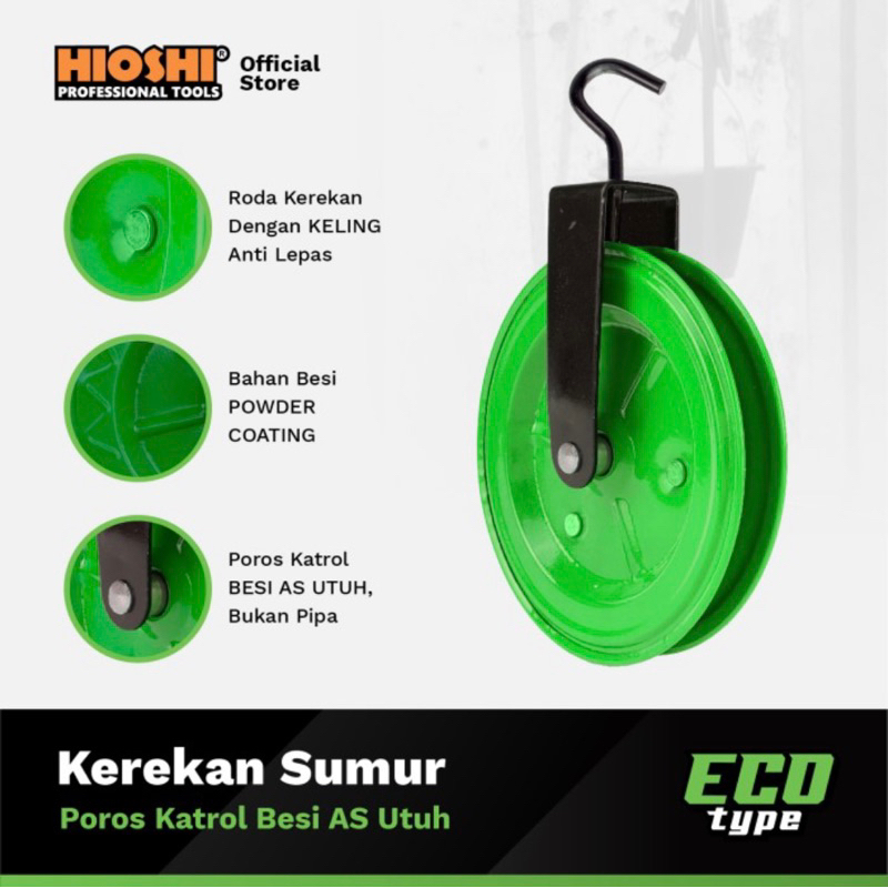 Kerekan Katrol Timba Sumur Besi Manual Hioshi