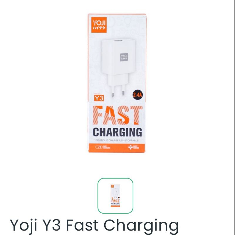 Yoji Y3 fast charging, kepala charger
