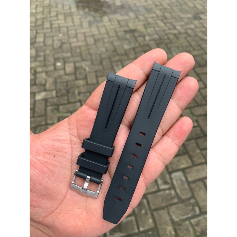 Strap Tali Jam Tangan Rolex Rubber Hitam Size 20mm