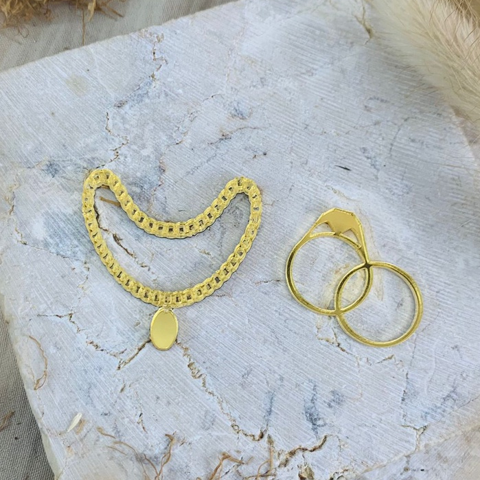 EMAS REPLIKA CINCIN & KALUNG AKRILIK KADO HADIAH UNTUK BESTIE | KADO COWOK | HADIAH CEWEK | KADO ANN