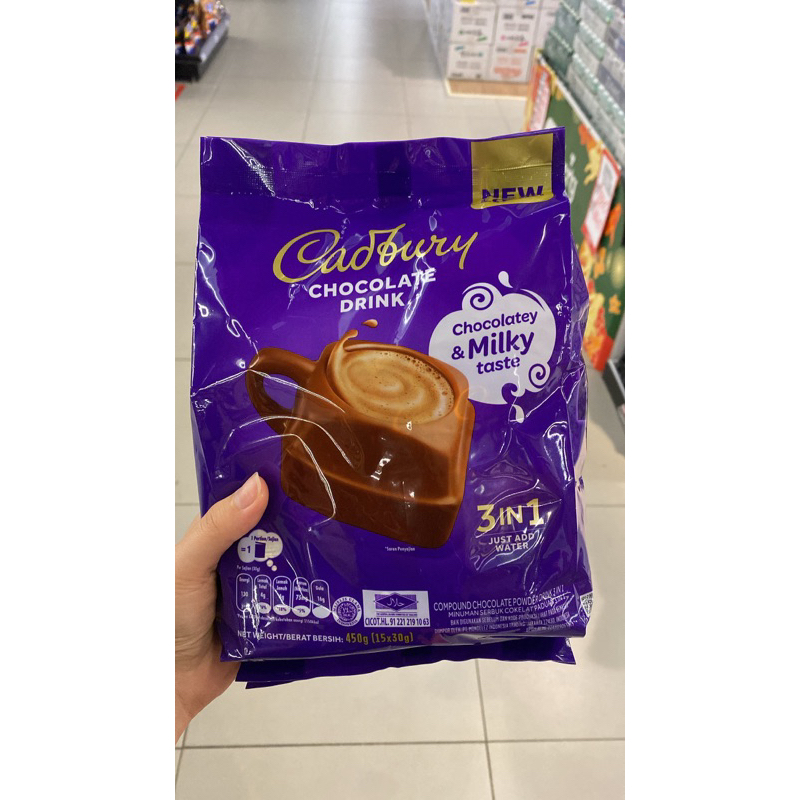 

cadbury chocolate drink 3in1 isi 15 bks / 450gram