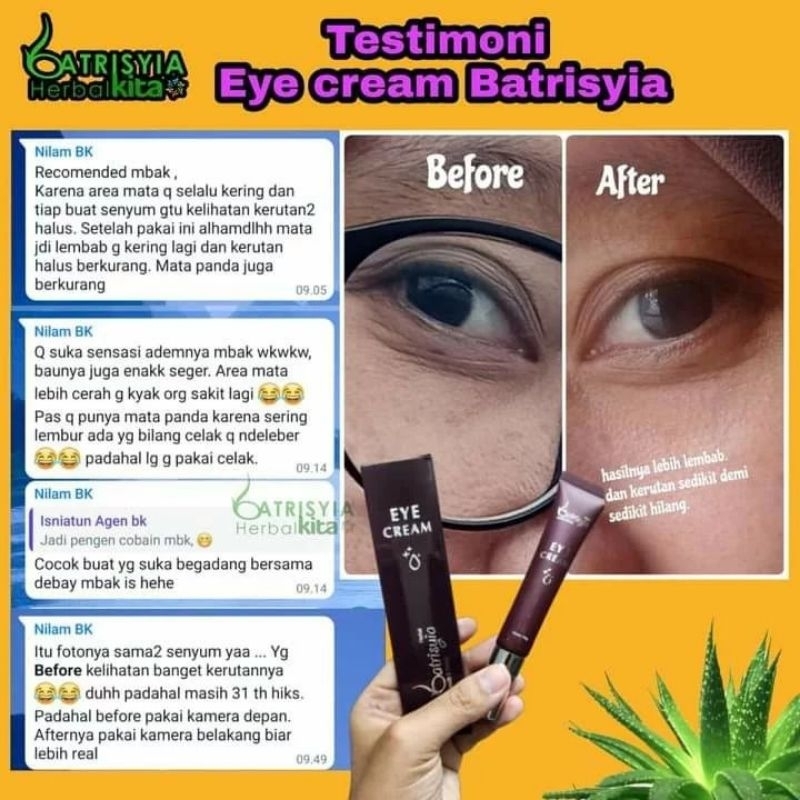 BISA COD ! Eye cream batrisyia herbal/ cream mata panda/cream kantung mata/ cream milea