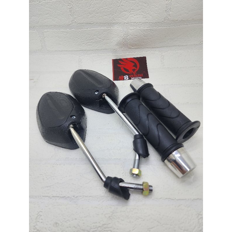 Paket Spion Beat Standar Gagang Chrome + Grip Honda Dan Jalu Stang PCX Besar