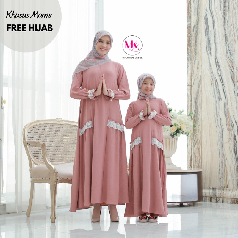 GAMIS COUPLE POLOS IBU DAN ANAK GAMIS CRINKLE POLOS HAGIA SOPHIA