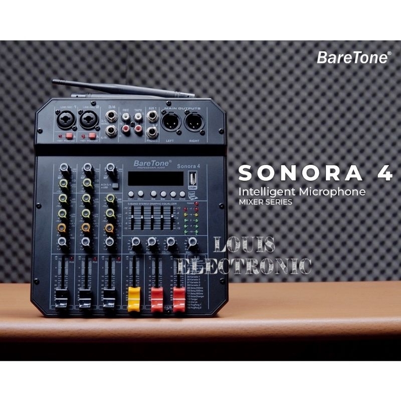 Mixer Audio BareTone SONORA 4 SONORA4 4 Channel ORIGINAL + 2 Mic Wireless Handheld