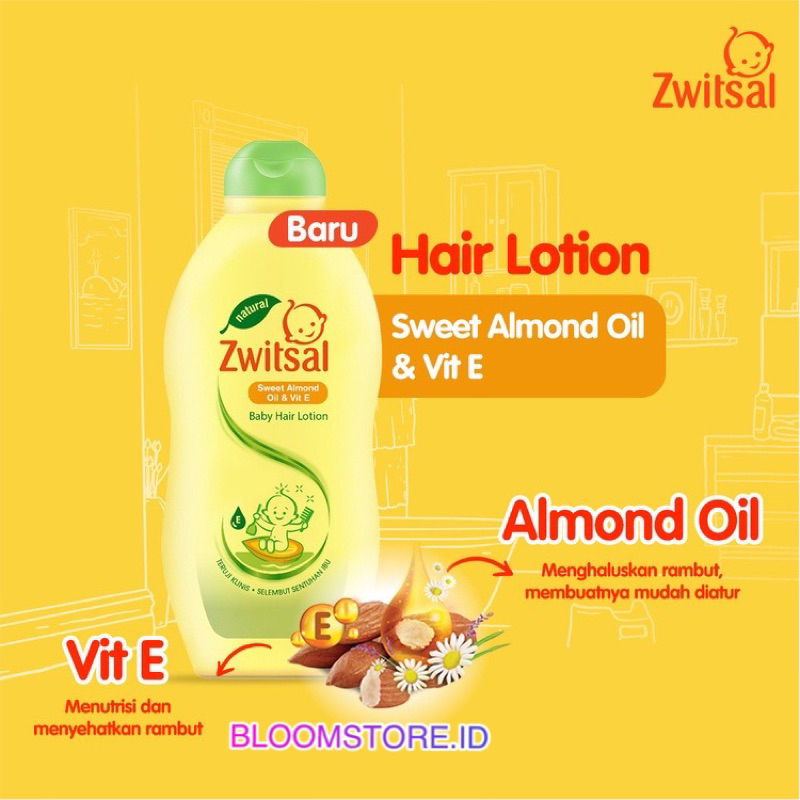 BUY 1 GET 1 FREE ZWITSAL Natural Baby Hair Lotion 200 100 ml 200ml 100ml Losion Minyak Penumbuh Perawarab Rambut Bayi Baru Lahir Promo Termurah Murah Beli 1 Gratis 1 Original Newborn Sweet Almond Oil &amp; and Vitamin Vit E