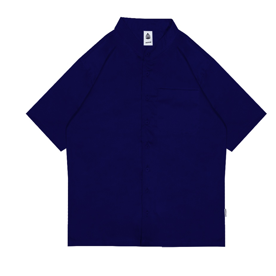 Predecessors Taf  Kemeja Pria Basic Polos Lengan Pendek Kerah Sanghai Chashirt#5 Navy