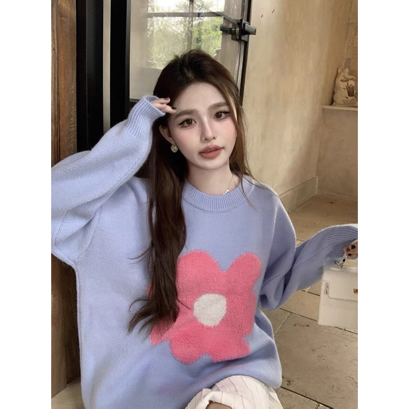 Sweater Zeela Flower / Baju Atasan Rajut Import