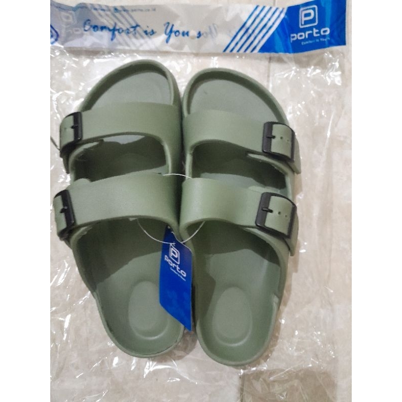 (COD)Sandal Karet Wanita Porto 1045 L Tali Ban 2 Gesper Bisa Digeser