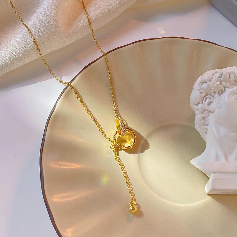 Kalung titanium ikat dua gold fashion korea wanita