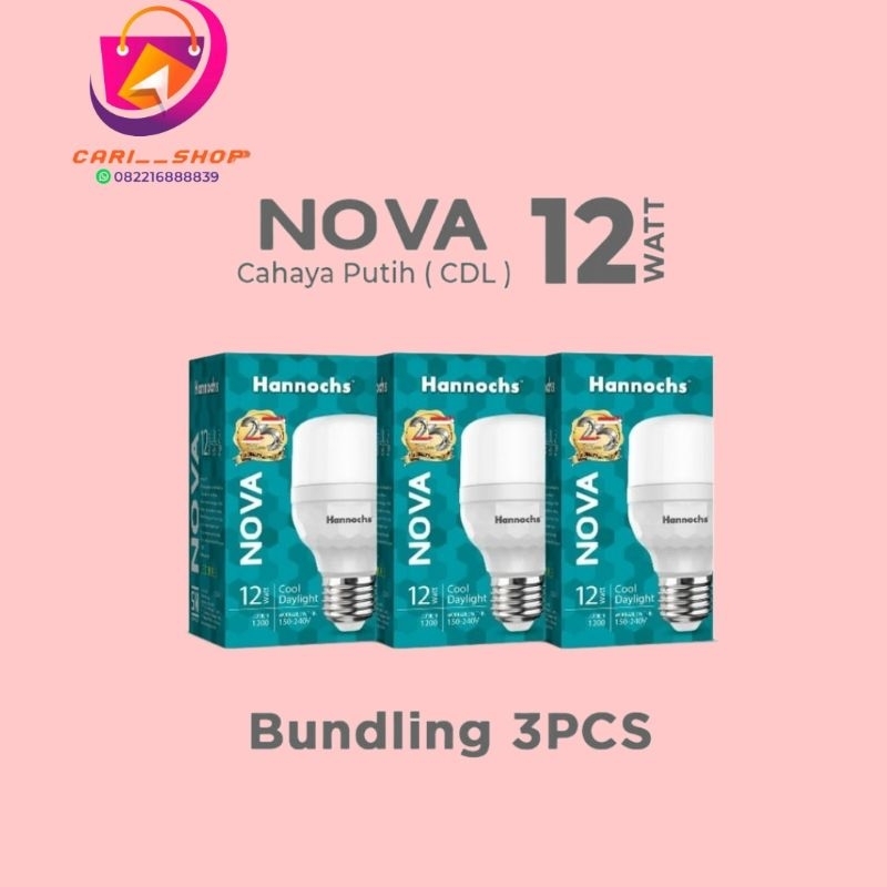 Hannochs Lampu LED Nova 12 Watt Cahaya Putih ( PAKET 3pcs