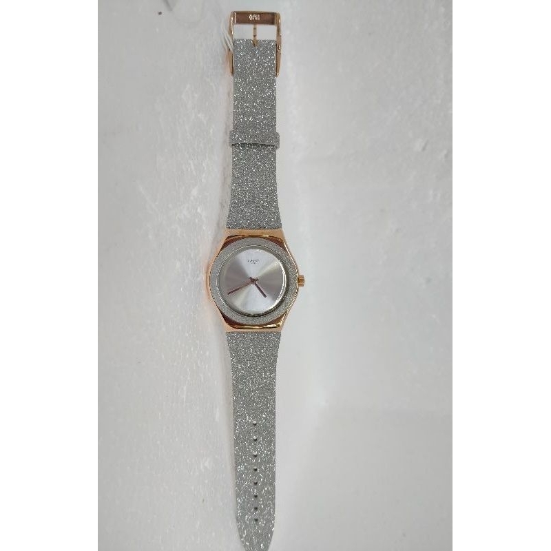 SWATCH YLG145 Jam Tangan Wanita - Swatch Analog Grey Sparkle Original
