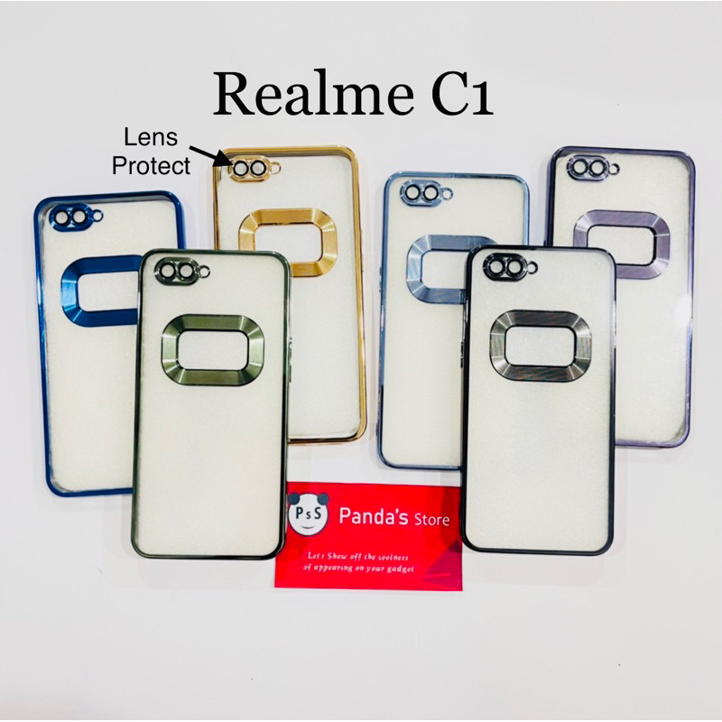 Softcase Realme C1 Lens Protector Circle Chrome Logo Clear Case