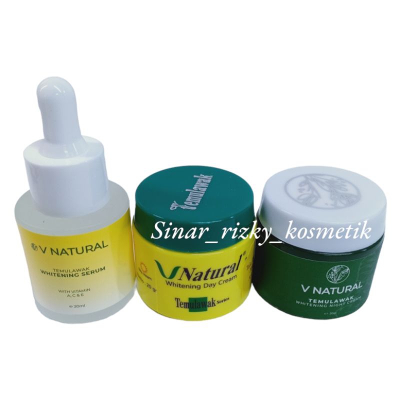 Paket Cream V Natural Temulawak 3in1 - Cream Siang Malam &amp; Serum
