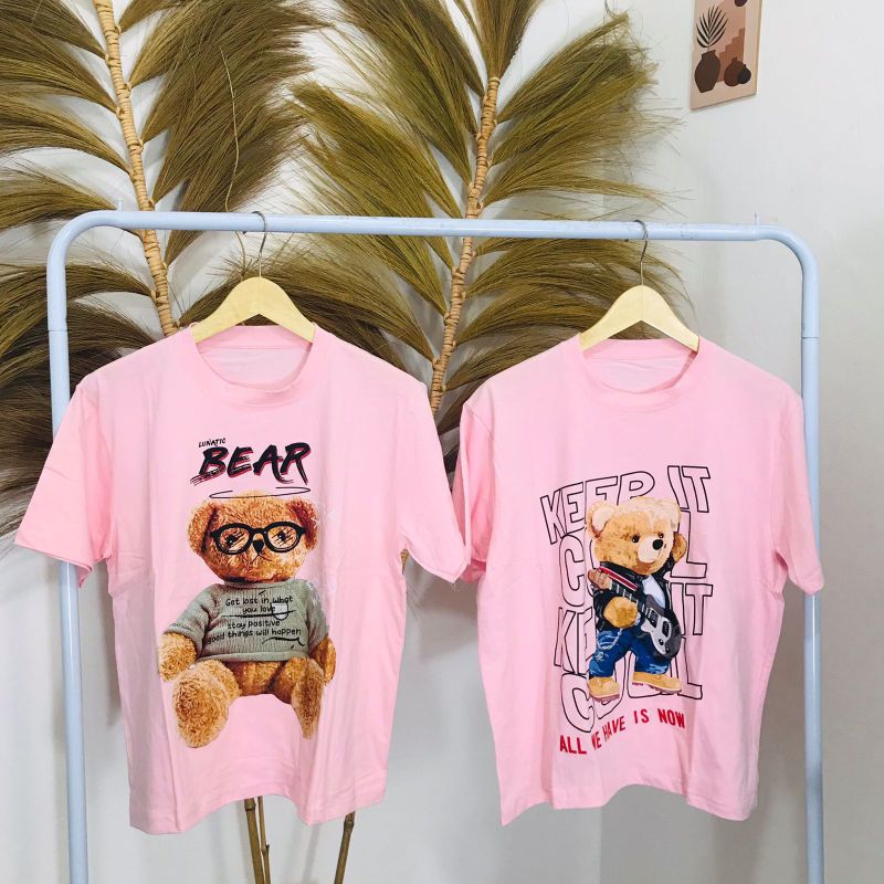 KAOS OVERSIZE WANITA KEKINIAN // MOTIF BEAR / TERBARU