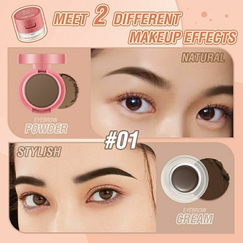 Pinkflash 2in1 Krim Alis Eyebrow Gel Waterproof Eyebrow Cream Powder
