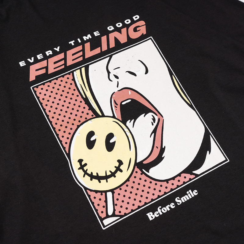 [N01141] T-shirt Oversized Distro List Motif GOOD FEELING