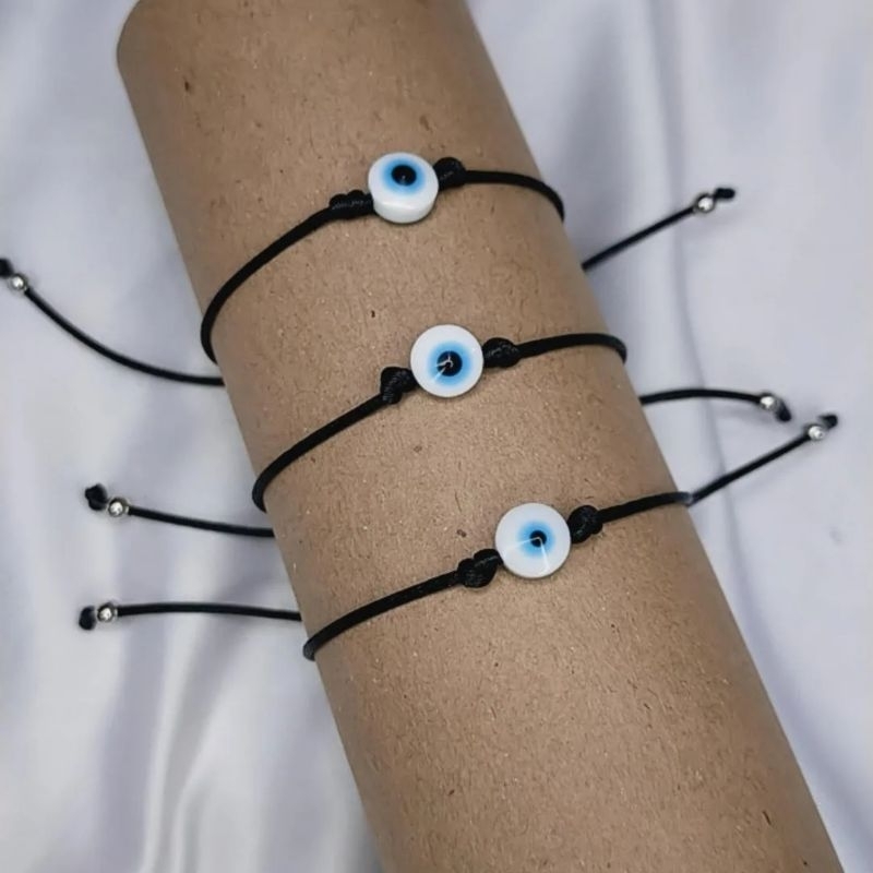 Gelang Persahabatan Tali Hitam Mata Iblis Gelang Evil Eye Blue