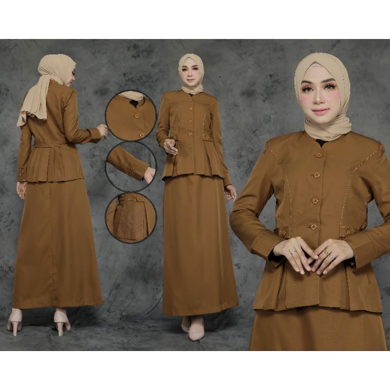 SERAGAM KHAKYTUA TUNIK. BELAH STANDARD SET ROK. A / SET CELANA PANJANG /  SET ROK SPAN  BAHAN KATUN FREE. HIJAB