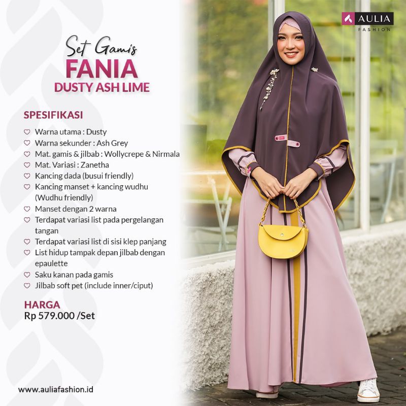 BAJU GAMIS AULIA FASHION SERAGAM COUPLE LEBARAN DUSTY UNGU