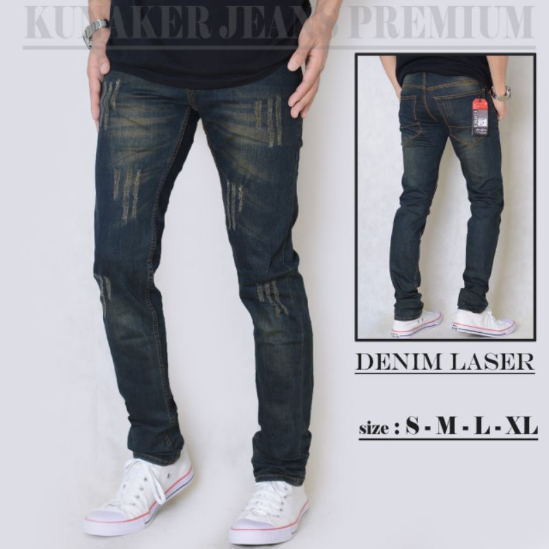 jeans panjang riped celana pensil jeans slim fit casual celana pria distro premium celana denim panj