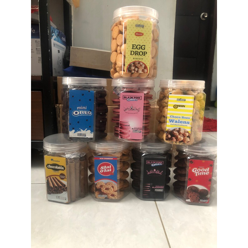 Kue/Snack/Jajan Toples Lebaran Suneo Egg Drops/Oreo mini/Oreo pink/Wallens/Chocolatos/Slai olai/Oreo