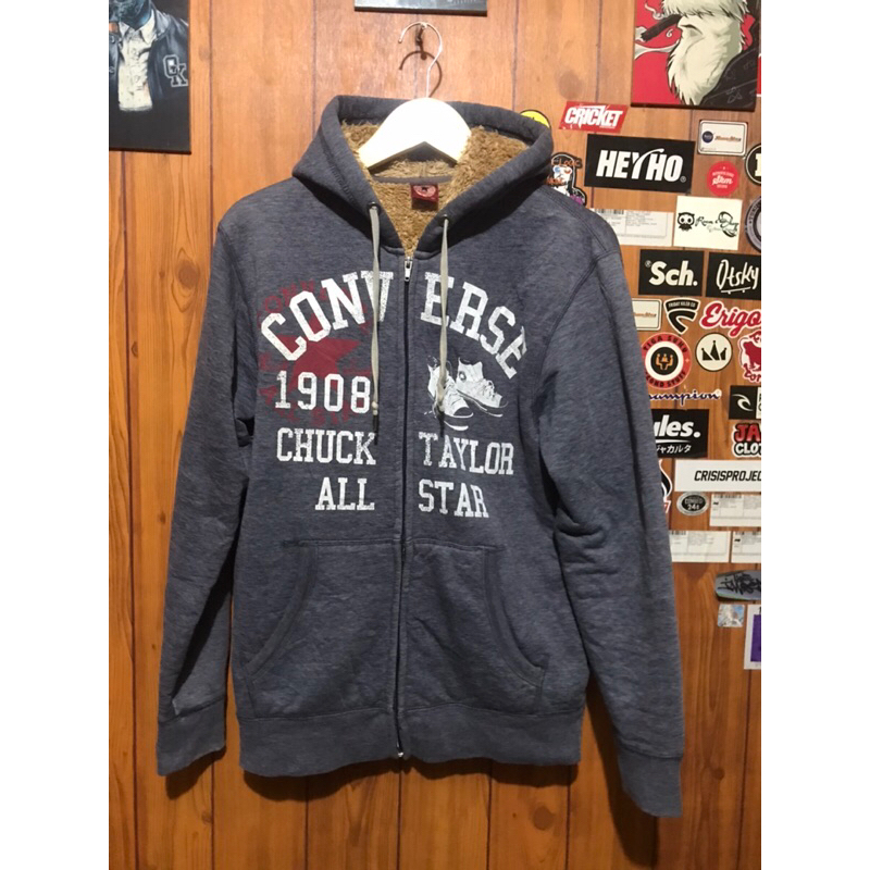 second brand zipper hoodie sherpa converse