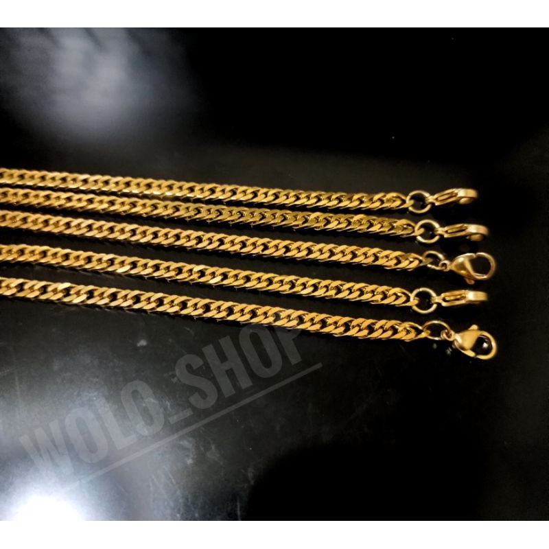 Kalung Rantai Titanium Gold panjang 60cm