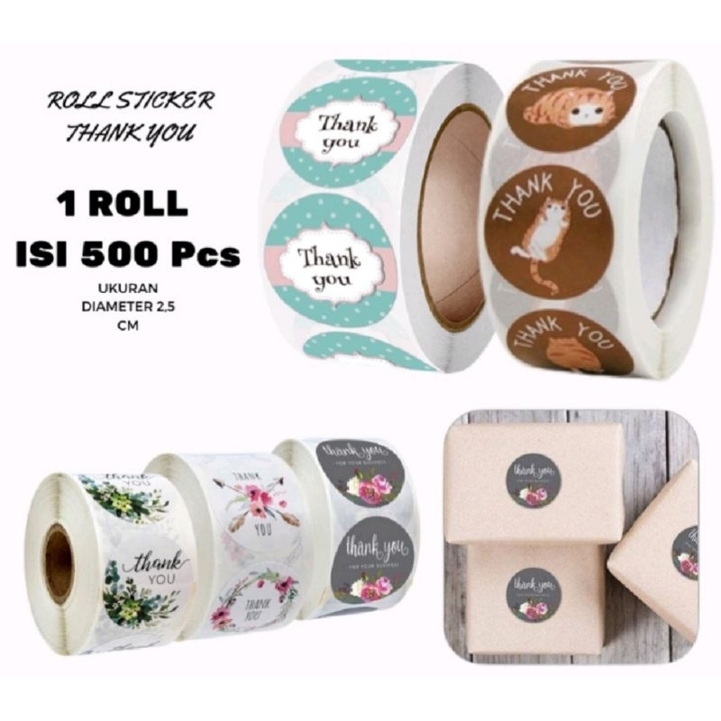 

Stiker label Thanks you roll 500pcs Diameter 2,5cm