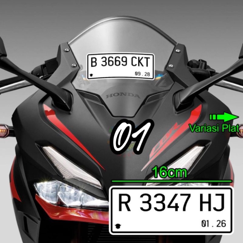 Sticker cutting plat nomer custom visor depan Cuting Stiker plat nomer baru dasar putih new platnomo