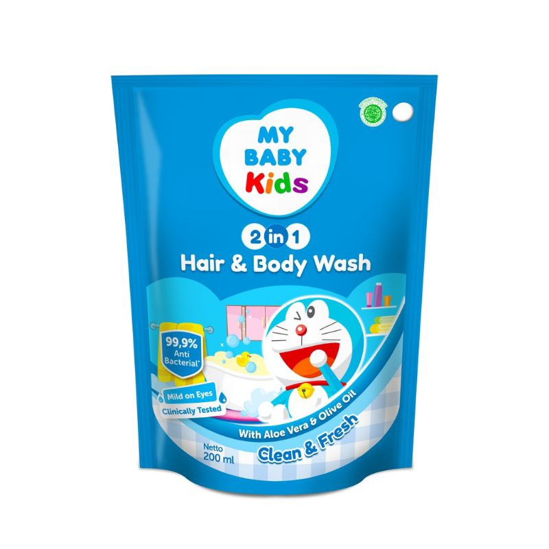 MY BABY Kids Hair & Body Wash Refill 200 mL/ Sabun Mandi &  Shampo 2 in 1/ Sabun My Baby Kids Refill
