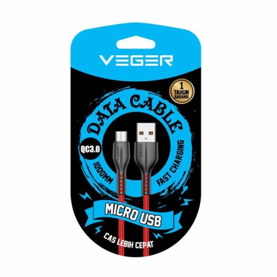 Kabel Data Veger VG18 Micro Usb Fast Charging 3.0A 1000mm Original