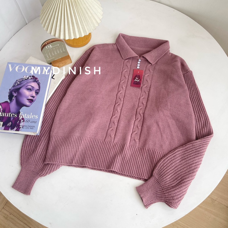 Mutiara Polo Blouse - Atasan Blouse Wanita Bahan Rajut Berkerah