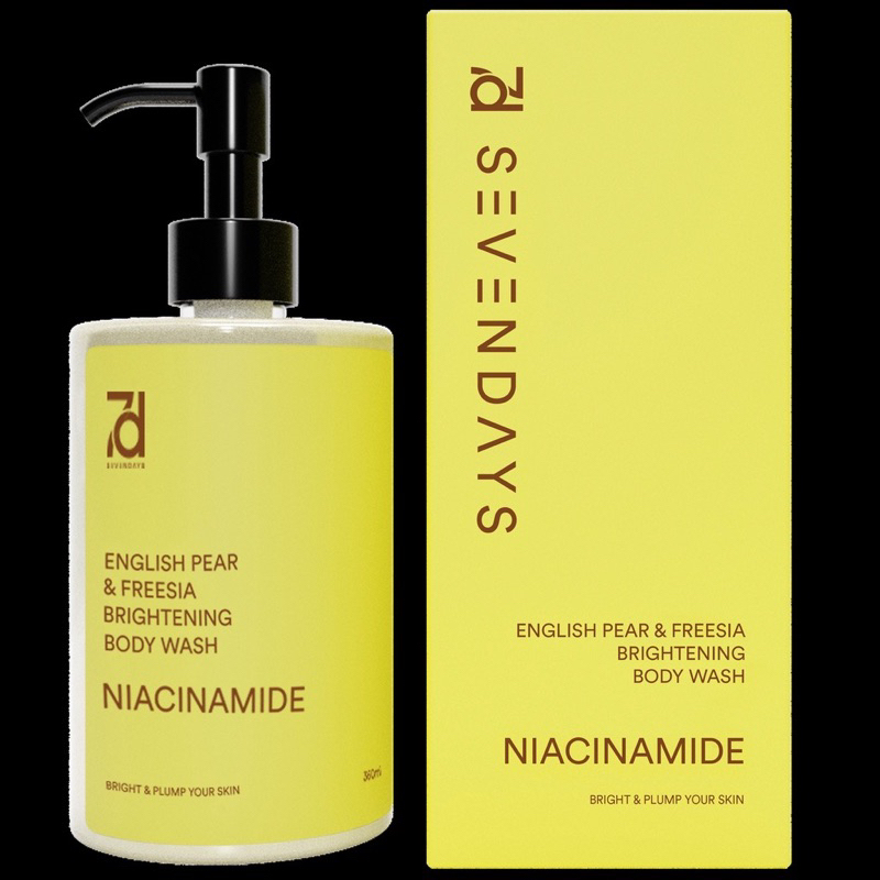 Seven Days English Pear &amp; Freesia Brightening Body Wash ( YELLOW ) 360ML ( 7DBW English P&amp;F ) Sabun Mandi Tahan Wangi Promo Sen