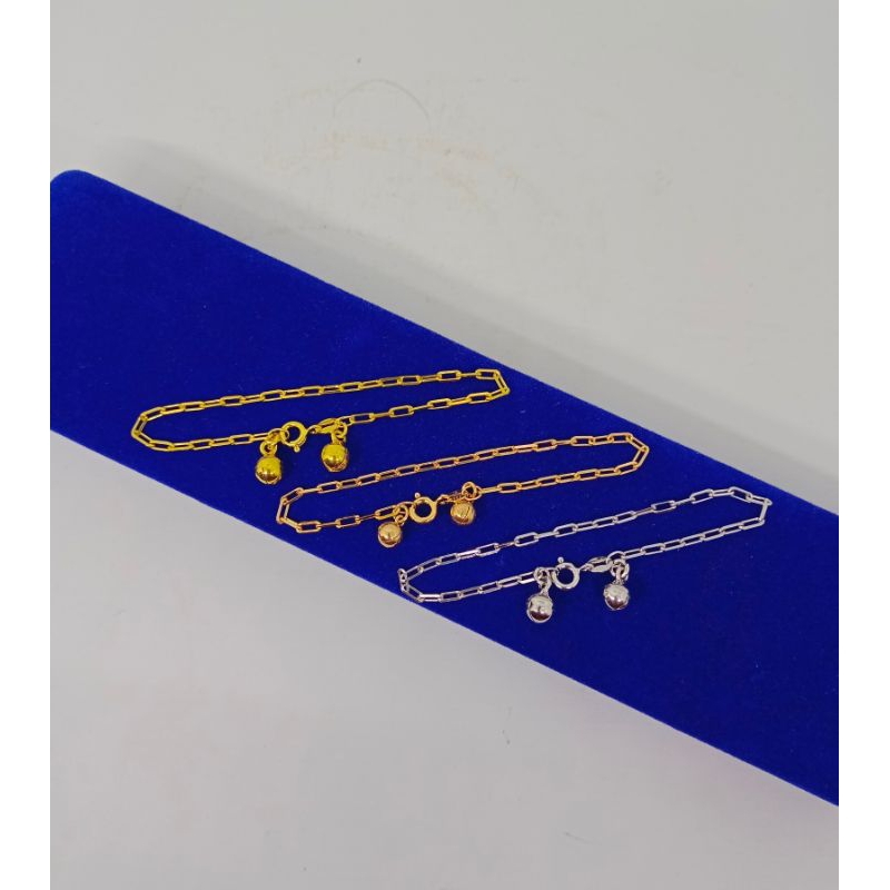 GELANG RANTAI MINI PAPER CLIP + 1 BEL +1 LOVE / GELANG PERAK ASLI SILVER 925 LAPIS EMAS/ GELANG FASHION WANITA TERBARU