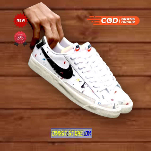 NIKE BLAZER LOW WHITE BLACK MULTICOLOUR "PAINT SPLATTER" | SEPATU ORIGINAL | NIKE BLAZZER LOW | SEPA