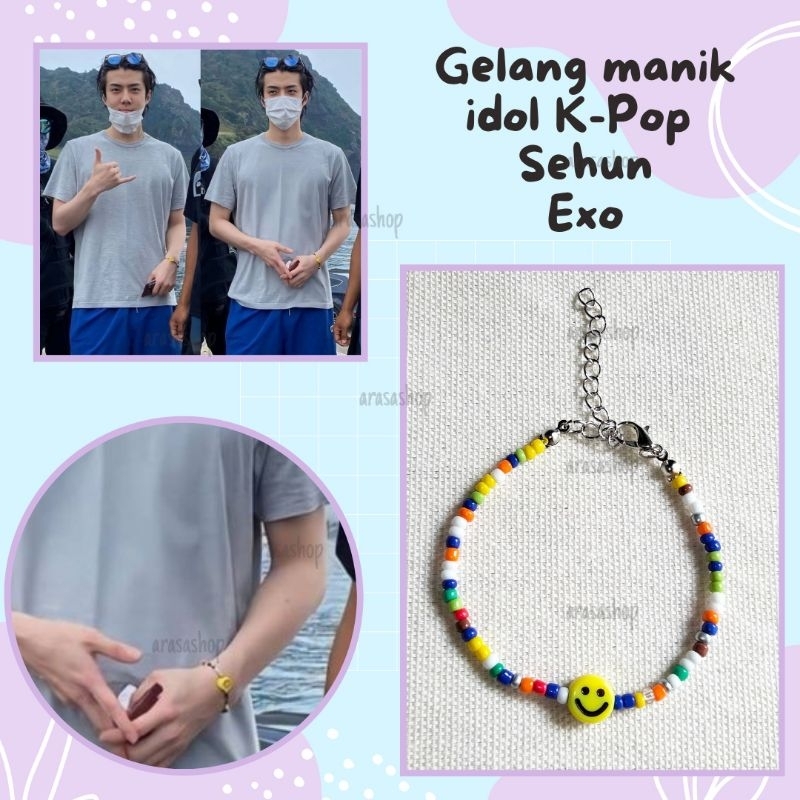 EXO beads bracelet | Sehun EXO bracelet beads | gelang manik kpop korea | Sehun bracelet smile | gel