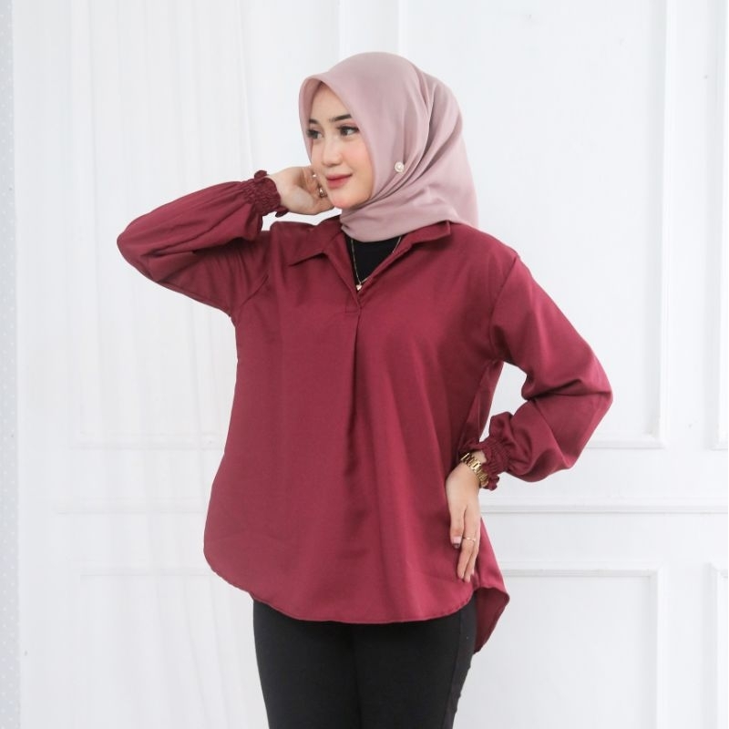 Kemeja Blouse Wanita V Neck Shakila Blouse Shakila Korean Style Kemeja Kerja Wanita