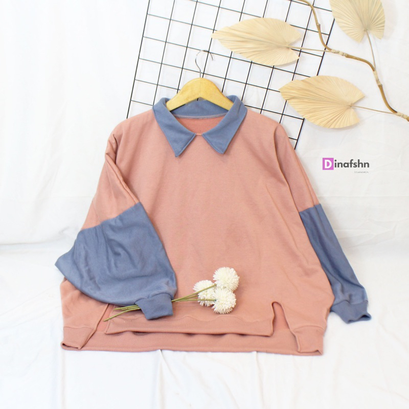 SWEATER BERKERAH OVERSIZE XXXL TWOCOLOUR SWEATER BELAH PINGGIR OVERSIZE WANITA