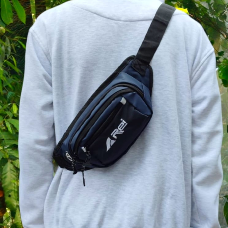 Tas Waistbag pinggang dan selempang pria gaul keren bahan bimo anti air