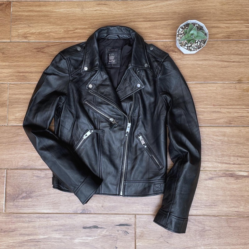 ZARA tfr Jaket kulit cewek wanita ramones pl bekas preloved second