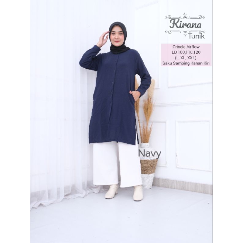 PROMO KIRANA TUNIK/LONG TUNIK CRINCLE AIRFLOW LD 100,110,120 (L, XL, XXL)