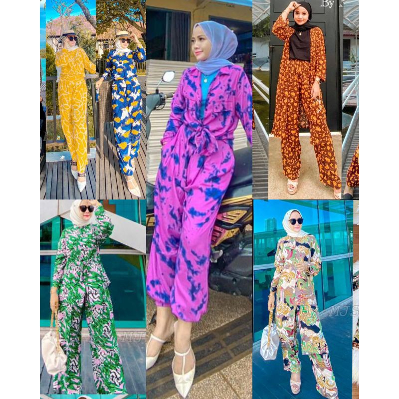 ONE SET TIE DYE/ ONE SET PIYAMA/ONE SET TUNIK BY MJS/ SET CELANA 3 in 1 MJS PREMIUM